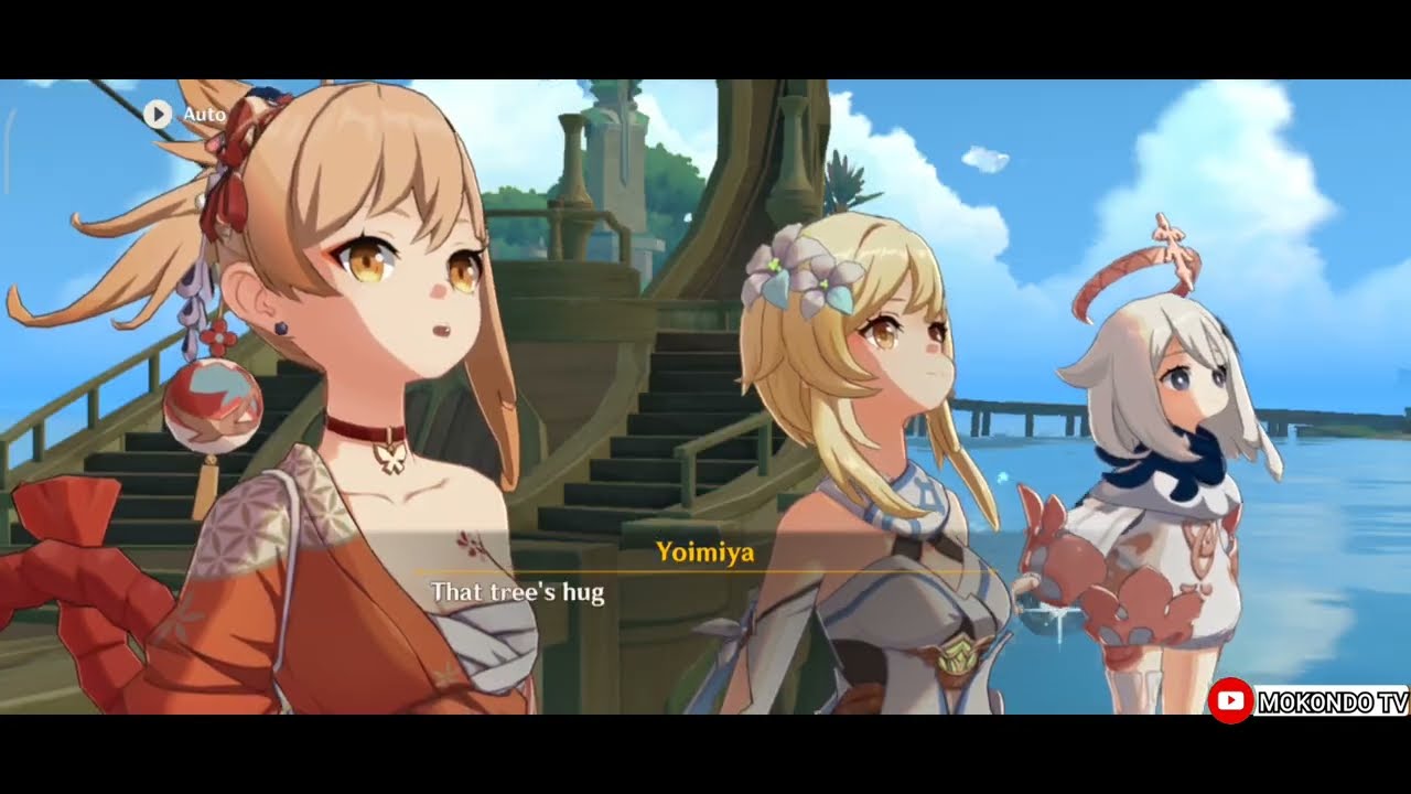 Genshin Impact 3.7 - Yoimiya Lumine And Paimon Arrived In Port Ormos Sumeru (Cut Scene dialogue)