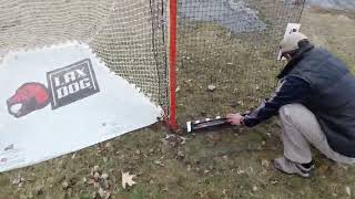 The Shag Stop lacrosse and hockey goal mounted backstop system in 30 seconds