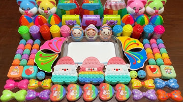 RELAXING WITH CLAY AND GLITTER ! Mixing Random Things Into GLOSSY Slime #1093