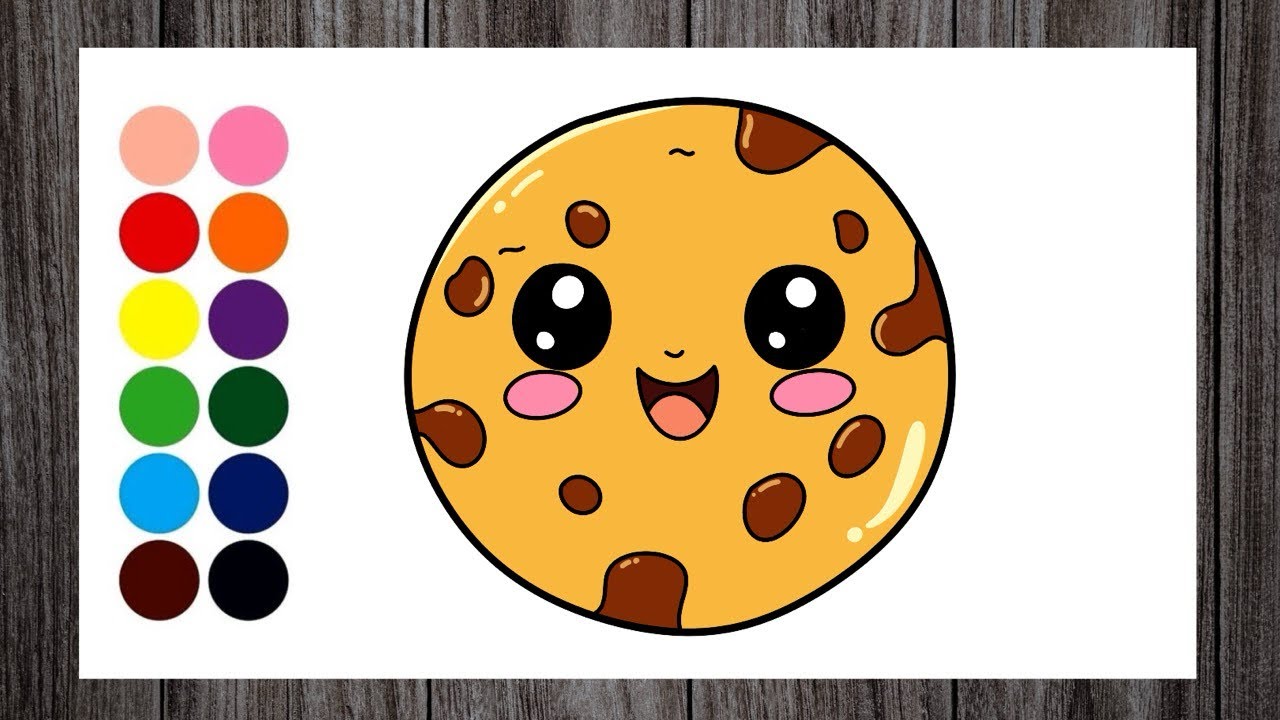 How to Draw a Chocolate Cookie Easy | Cookie Drawing and Coloring ...