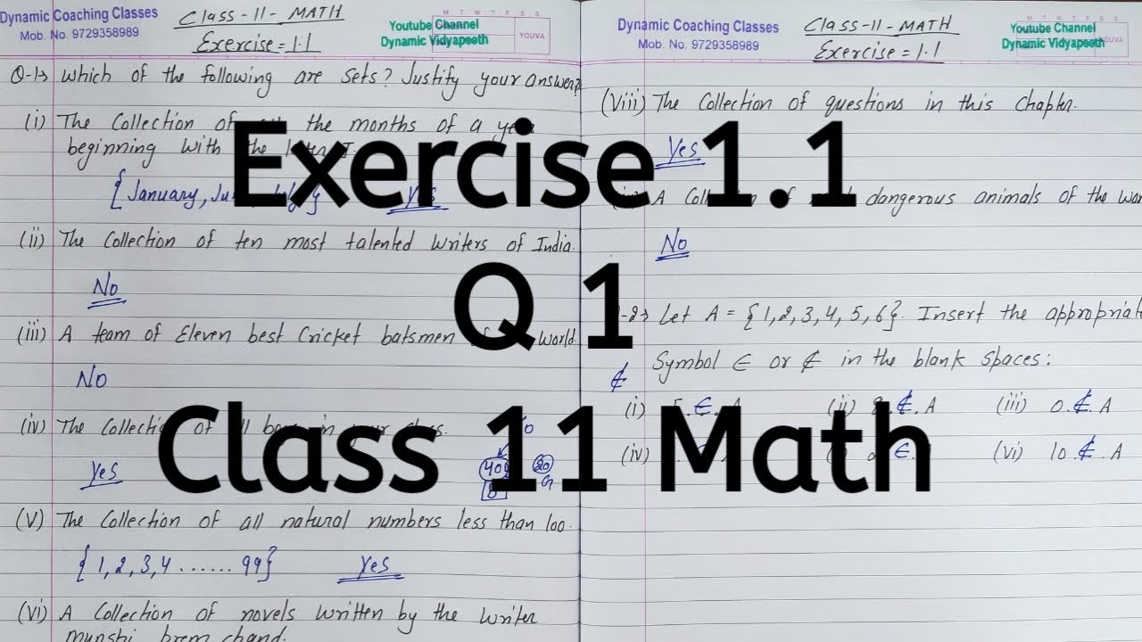 Q 1 | Exercise 1.1 | Chapter 1 | Sets | Class 11 Math | Ncert - YouTube