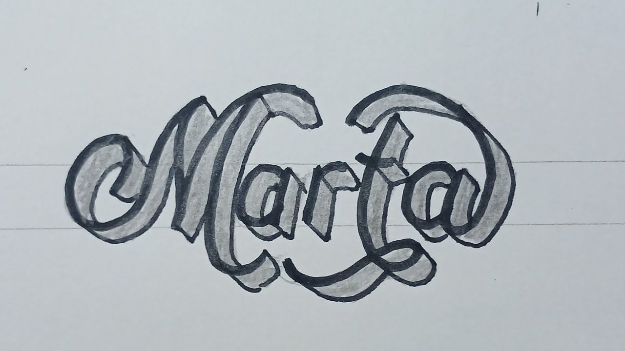 How To Draw 3d Calligraphy Name For Beginners Easy / Drawing Art On Paper Step By Step 47