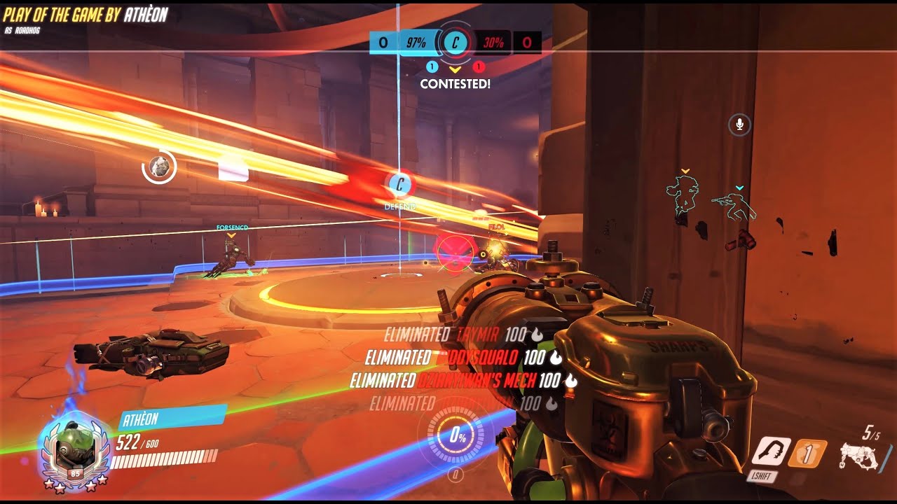 Roadhog QUADRUPLE 100% Kill | Ultimate | Overwatch 2022