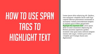 Famous How to use Span Tags in HTML to highlight Text Profile
