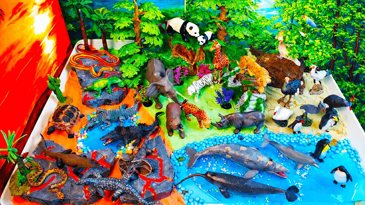 Изучаем названия животных: млекопитающие, птицы и рептилии. Диорама своими руками. Образовательно...