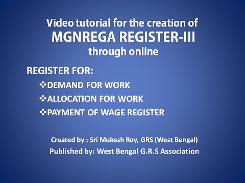 Video tutorial for the creation of MGNREGA REGISTER-III through online