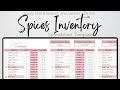 Spice Inventory Checklist, Herbs and Spices Inventory, Pantry Organization List Google Sheets Excel