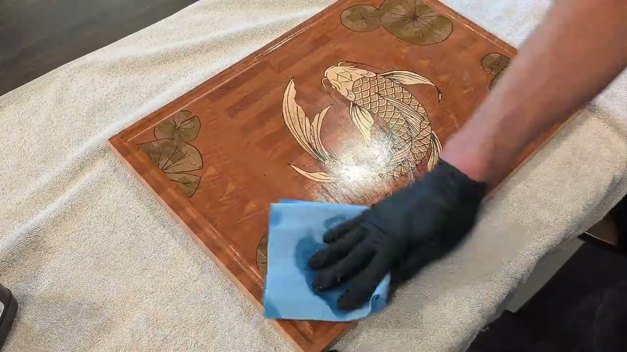 Woodworking Inlay Cutting Board - Japanese Koi - YouTube