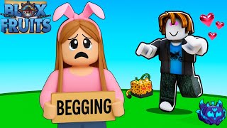 Begging For FRUITS As a E-GIRL for 24 Hours in Blox Fruits
