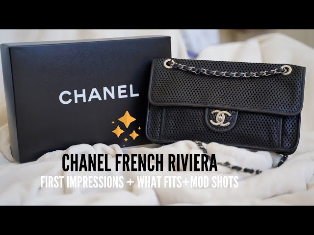 Authentic Chanel Black Quilted Caviar Leather Riviera Flap