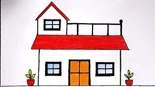 Beautiful building House || #House pencil drawing || Very easy easy drawing ||