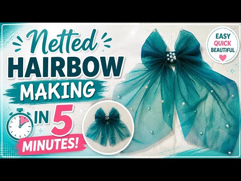 Netted Hairbow🎀 Making in Just 5 Minutes #youtube#viral#hairbows#trending#video #viralvideo#handmade