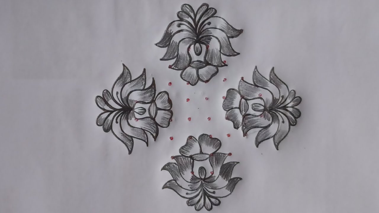 Very easy special rangolidesignes 🌹🌹 different types of rangolidesignes 🌹🌹💐 pandagamuggulu 🌼🌺