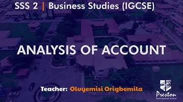 Analysis of Account - SSS2 Business Studies