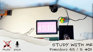 Study with me daily - Pomodoro 45 / 5 - No Music - Keyboard/Mouse/Rain Sound ASMR - #011