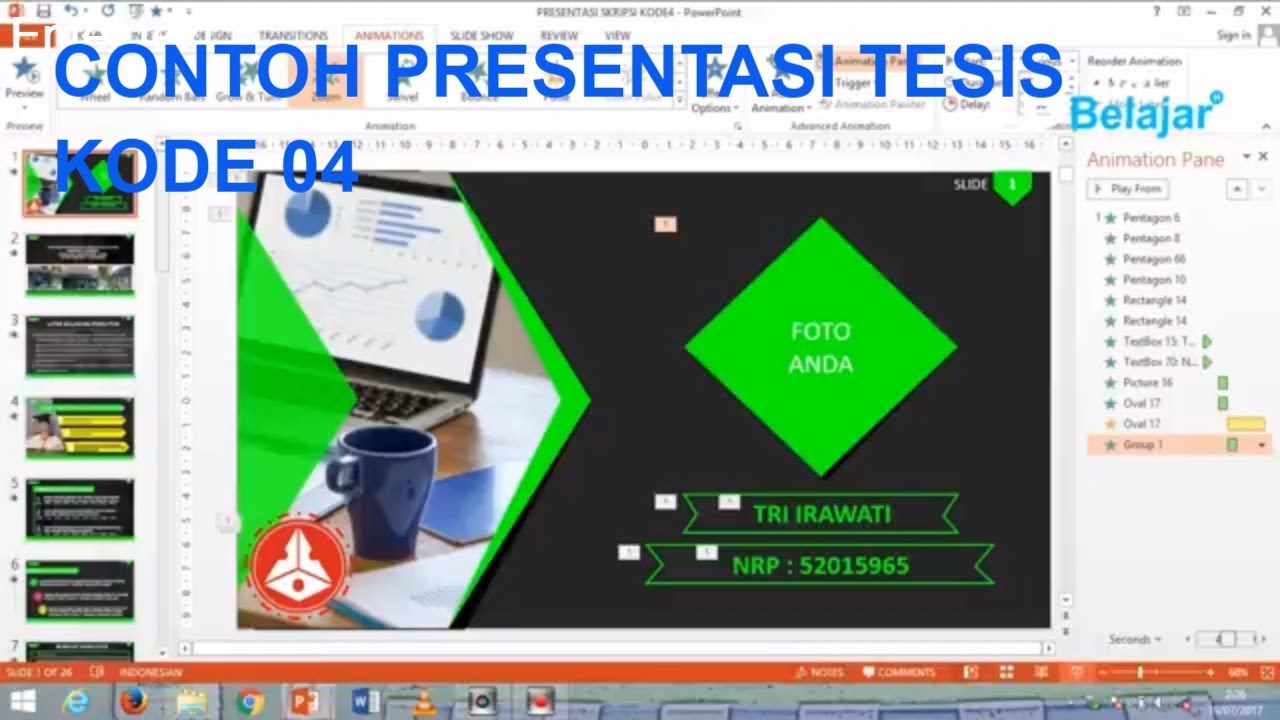 Contoh Power Point Tesis Elegan Dan Menarik Kode 04 Youtube