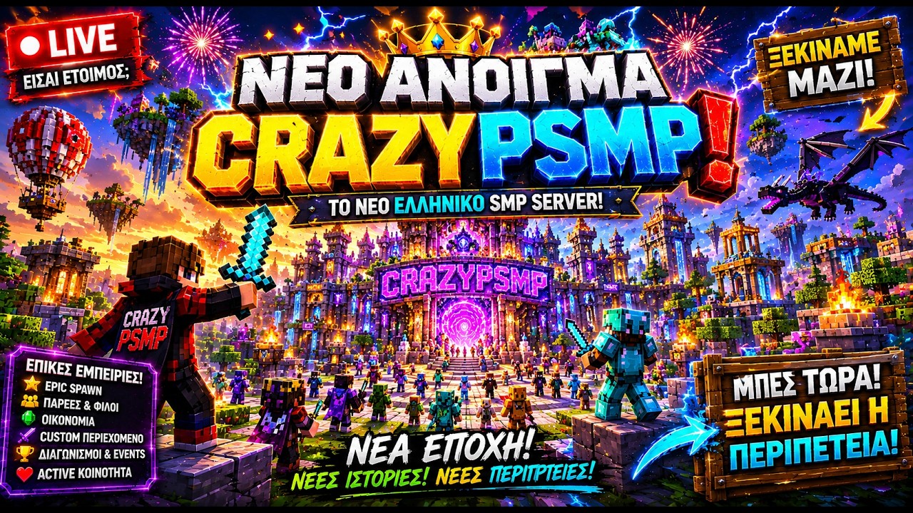 🔴EP73 - Πίσω στα βασικά του Minecraft | Crazy P SMP Server