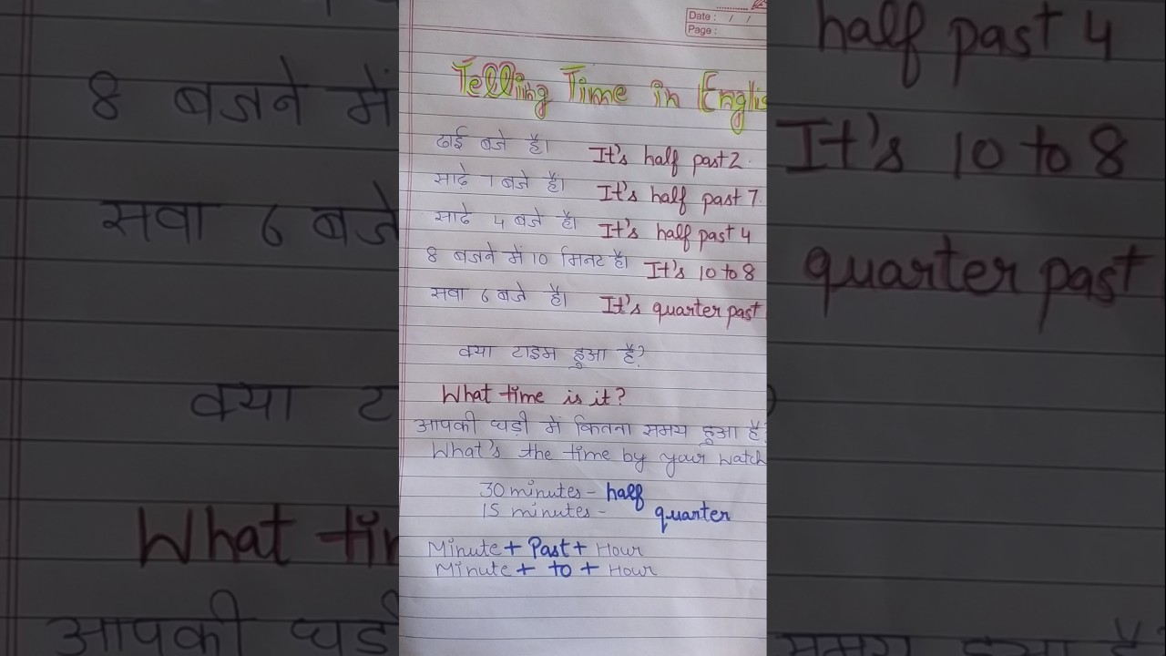 Time telling in English YouTube