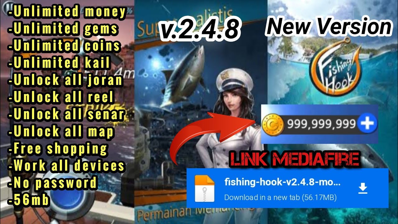 Fishing hook Mod Apk Terbaru 2023 V.2.4.8 No password YouTube