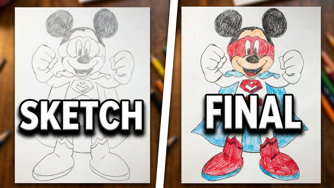 How to Draw a Superhero MICKEY MOUSE Step by Step / Easy Drawing