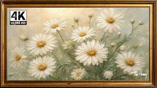 Serene Daisies | Soft Impasto Meadow Painting | 4K Frame TV Art | Floral Still Art Display screenshot 2