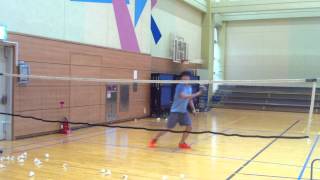 Badminton lesson 20150626(FRI) - push / backhand push / round 1