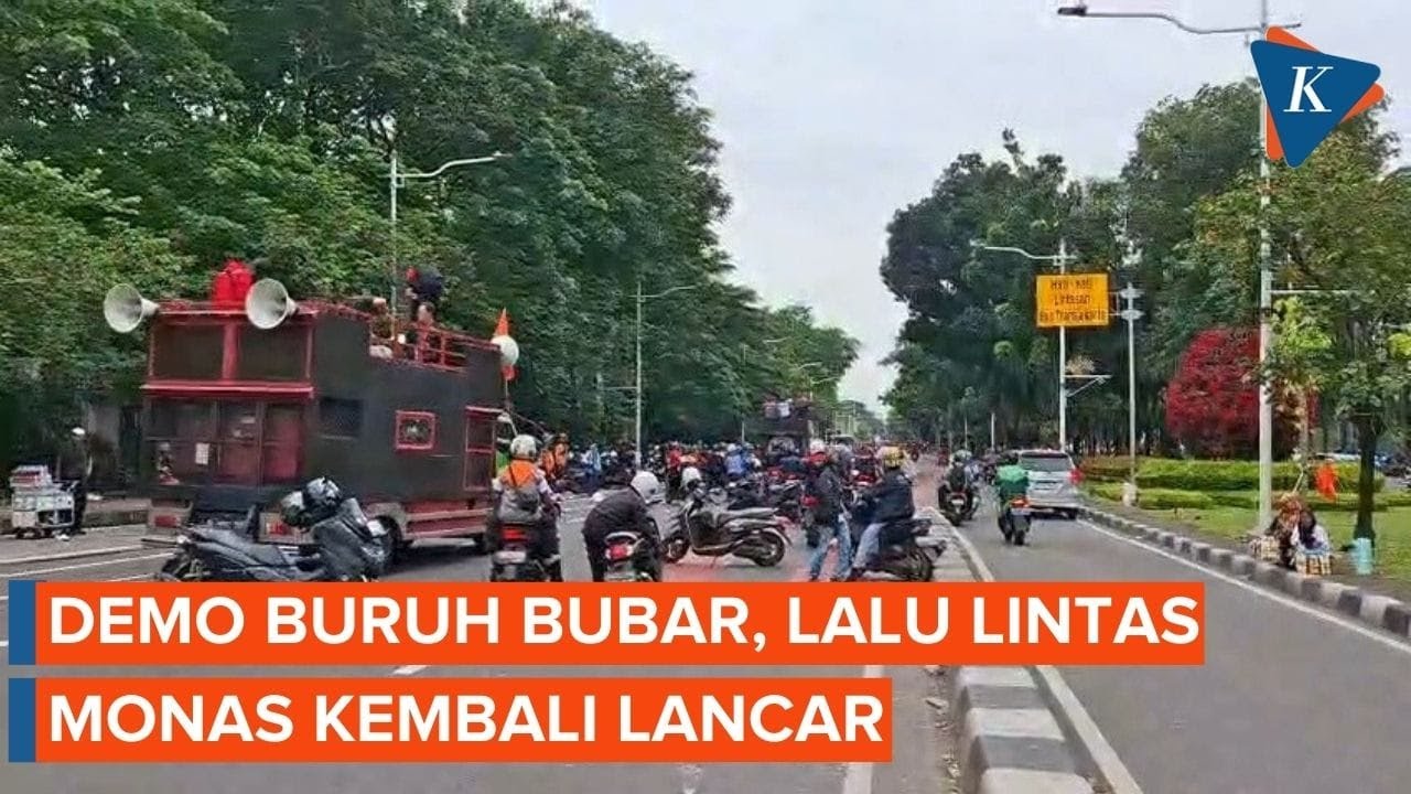 Demo Buruh Bubar, Arus Lalin di Kawasan Monas Kembali Lancar