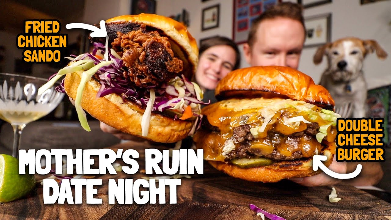 Chicago Date Night But At Home: Mother's Ruin | *CHEESEBURGER, CHICKEN SANDWICH, OLD BAY FRIES* 🌹🍔