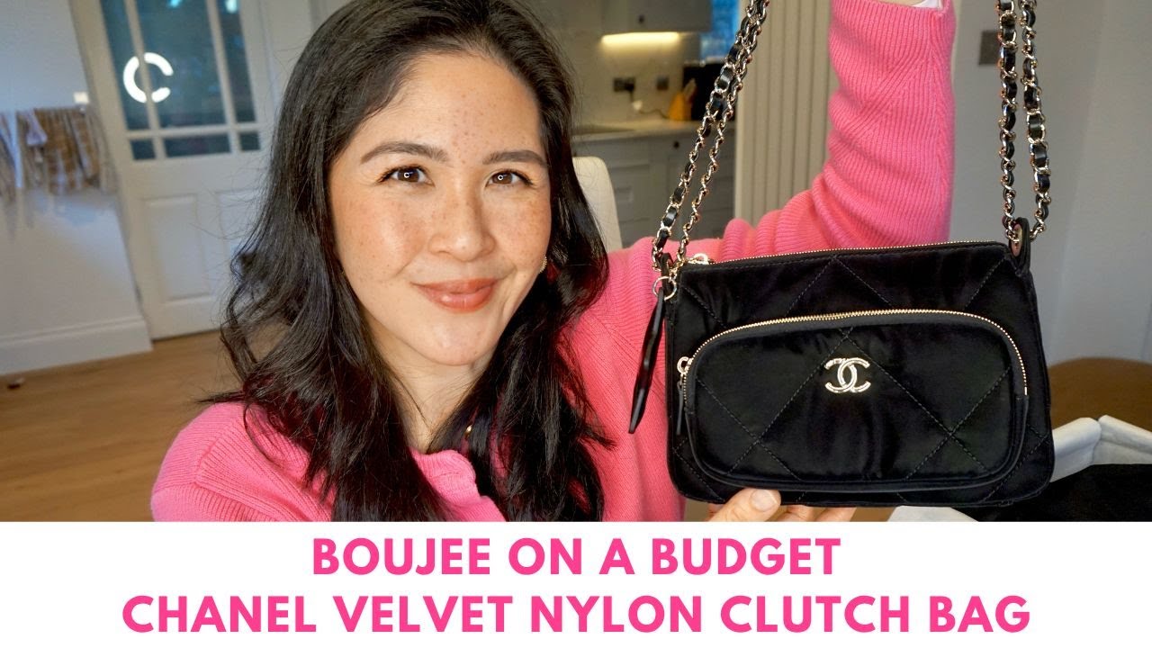 BOUJEE ON A BUDGET CHANEL VELVET NYLON CLUTCH BAG | Sam Loves