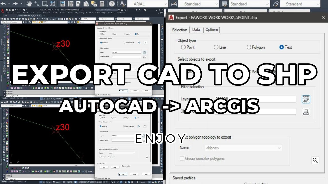 CARA EXPORT CAD KE ARCGIS (SHP) - YouTube