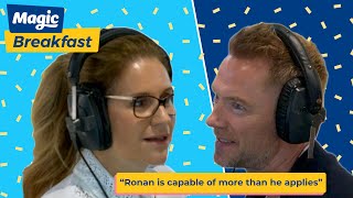 Ronan shows Harriet his school report card