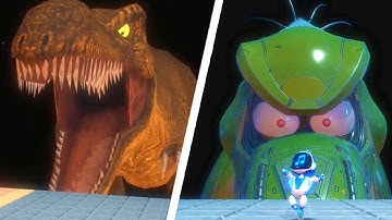 ASTROS PLAYROOM Gameplay 1994 Throwback Boss Battle Best Gameplay T-rex Tech Demo Defeating Boss