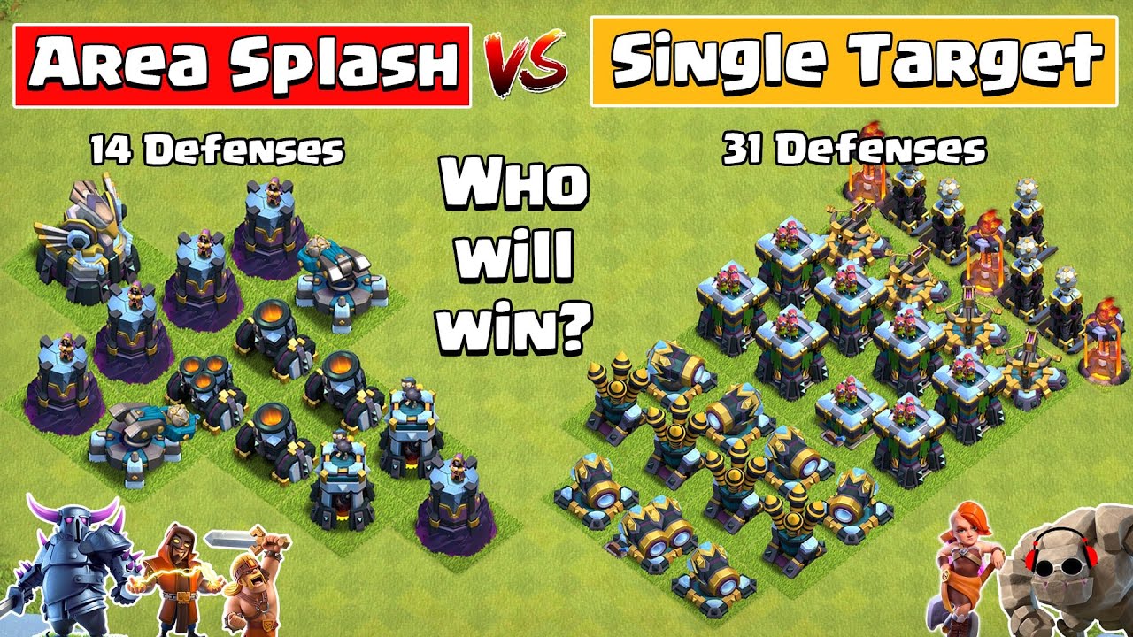 Area Splash Defense Vs Single Target Defense Formation Clash of Clans