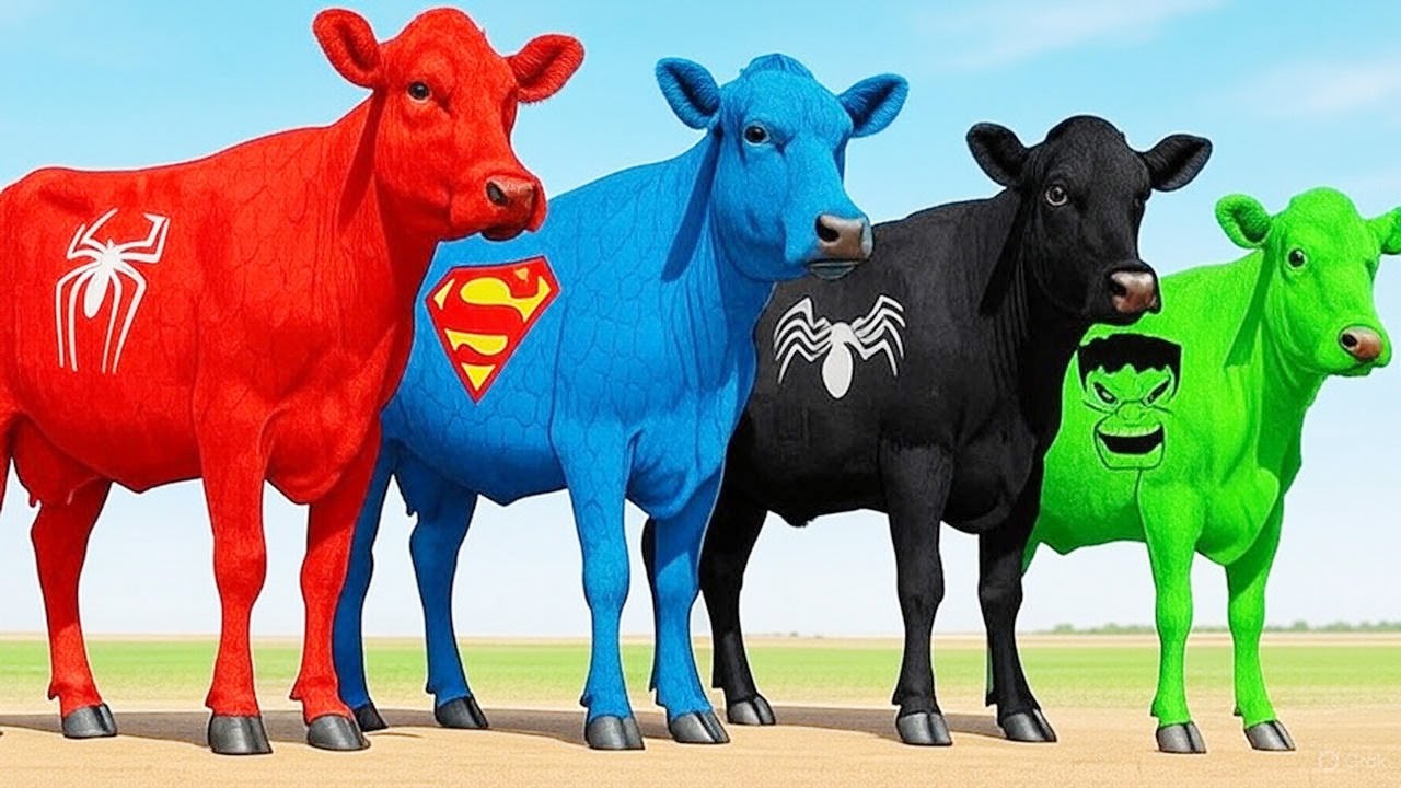 Long Slide Game with Cow - Spider-Man In funny Game GTA 5 superhero الرجل العنكبوت انقاذ باتمان