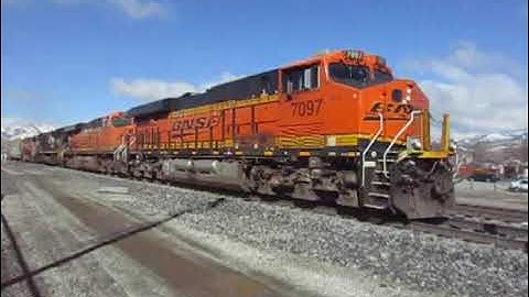 BNSF intermodal train at the Tehachapi Depot Museum