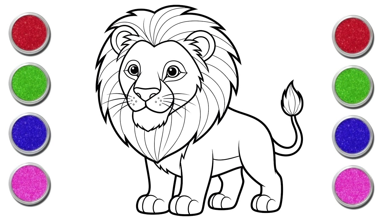 How to Draw and Color a Cute Lion | Easy Lion Drawing for Kids | Lion Drawing & Coloring for Kids |
