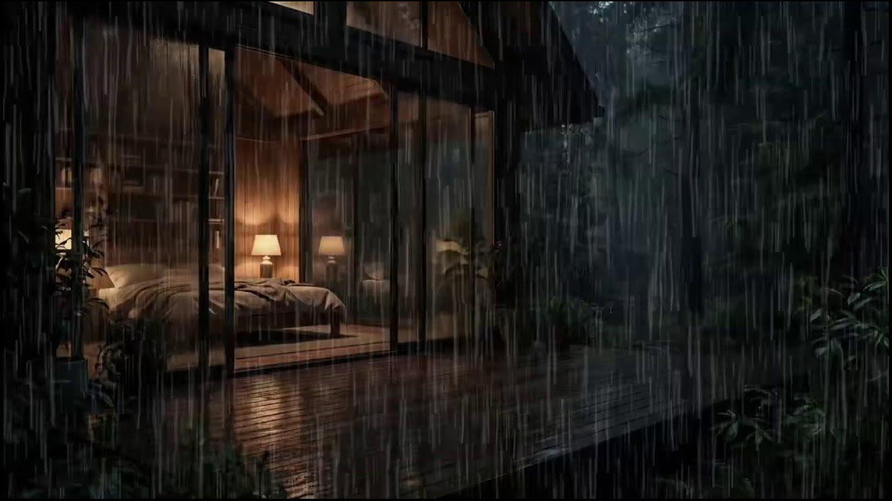 Rainy Night in a Forest Cabin 🌲 | Soft rain ambience with steady rain sounds for deep relaxation