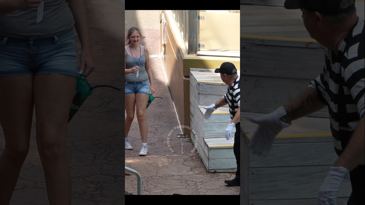 Tom o mímico estava apressando esta garota para não perder o show 😂🤣 #tomthemime #seaworldmime