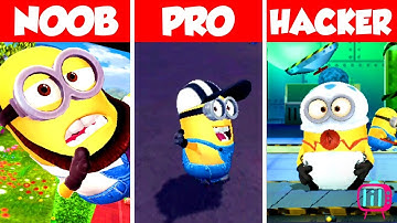 NOOB VS PRO VS HACKER!😛 MINION RUSH | android ios mobile gameplay 1080p widescreen landscape