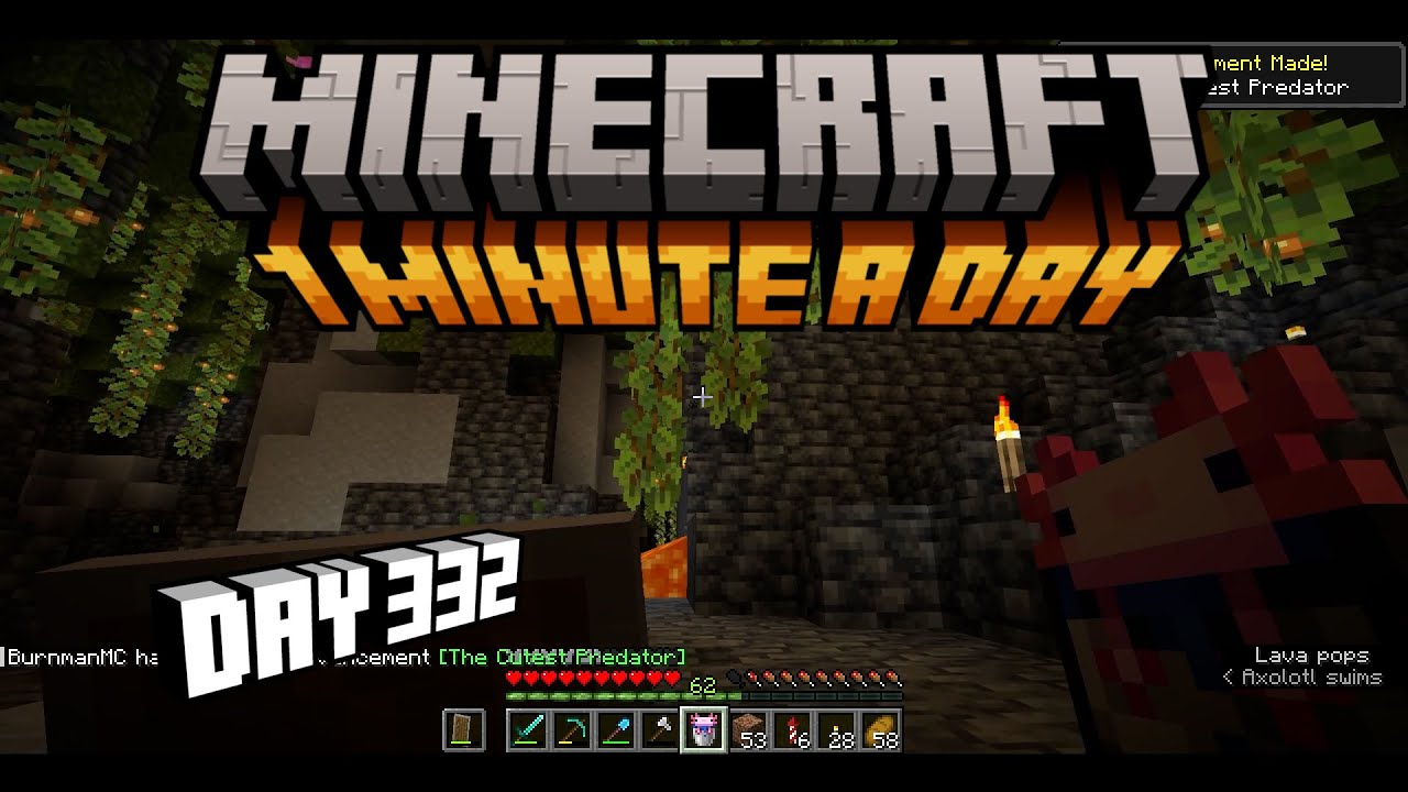 Minecraft - 1 minute a day - Day 332 - Axolotl found