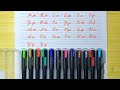 How to write english cursive writing a to z  with orange pen  handwriting practice abcd