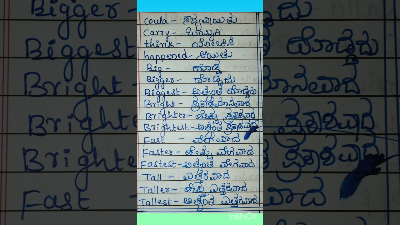 vocabulary with kannada meaning