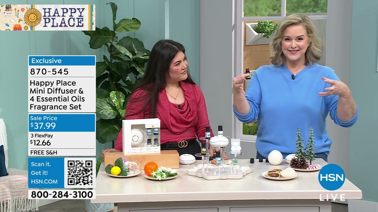 Happy Place Mini Diffuser and 4piece Essential Oils Frag...