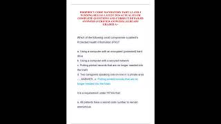 PROPHECY CORE MANDATORY PART 1,2 AND 3 NURSING RELIAS LATEST 2024 ACTUAL EXAM COMPLETE QUESTIONS AND