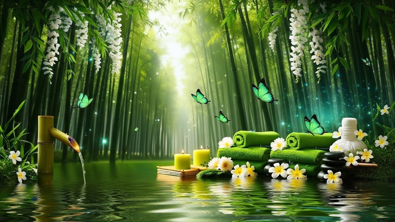 🌸 Nature Spa in the Bamboo Forest  Soothing Relaxation Music with Water Sounds & Soft Ambient