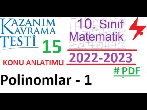 10. Sınıf | Kazanım Testi 15 | Polinomlar 1 MEB | 2022 2023 | Matematik | PDF