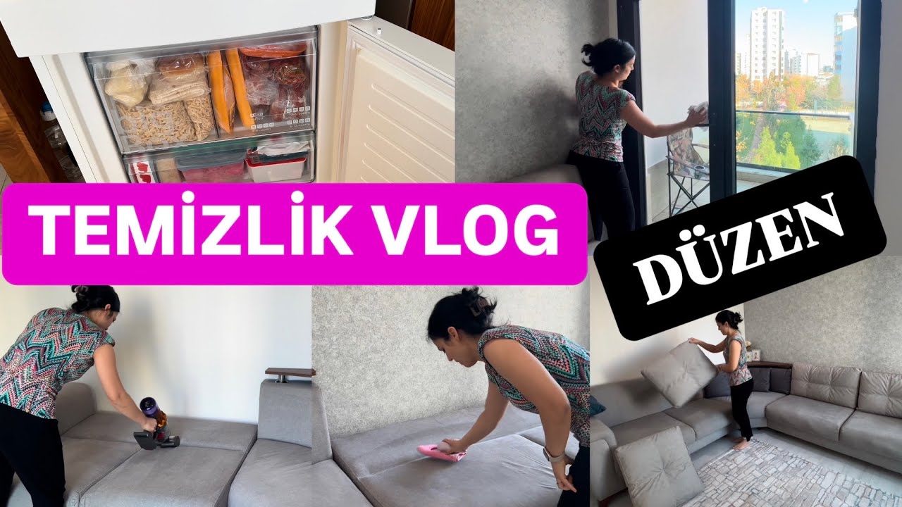 BUZLUK DÜZENİ VLOG ✅ OTURMA ODASINI TEMİZLEDİM SÜPÜRDÜM 👍🏻 CAM SİLDİM 🧽 BALKON YIKADIM 💦 ARALOG 17 🤍