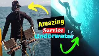 How the ship's hull cleaning procedures by divers is done, service underwater
