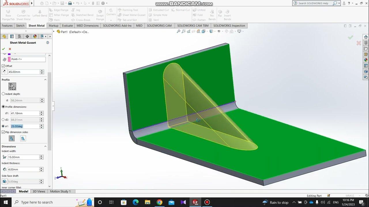 SOLIDWORKS Sheet Metal Gusset YouTube