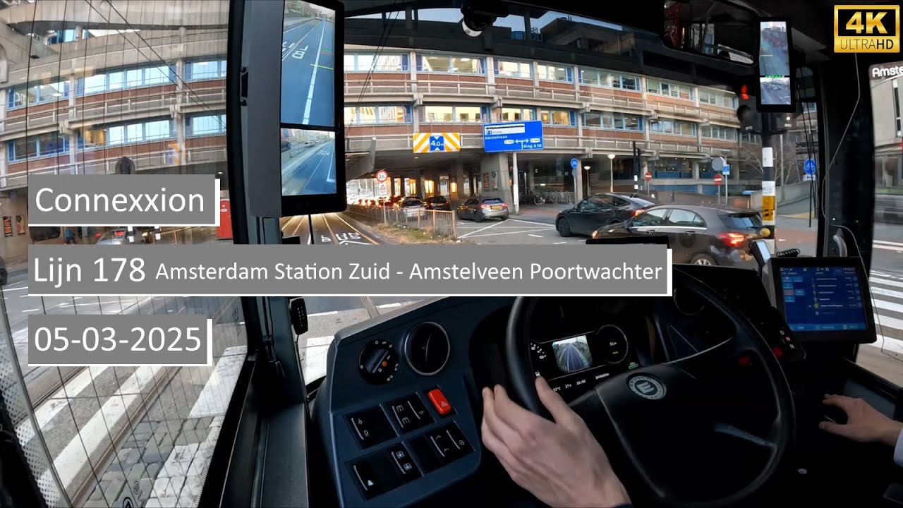 Connexxion lijn 178 Amsterdam Station Zuid - Amstelveen Poortwachter | Bus driver POV 4K